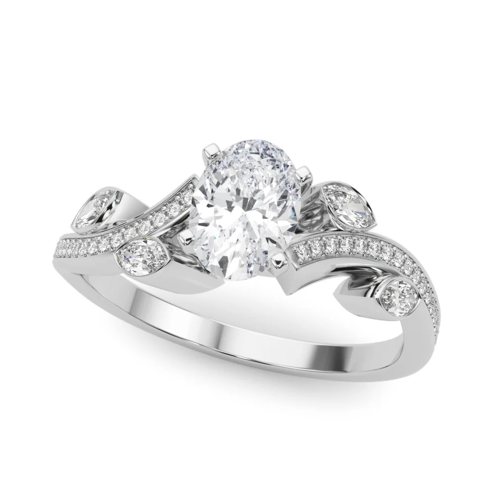 Marquise Accented Bypass Engagement Ring - Image 4