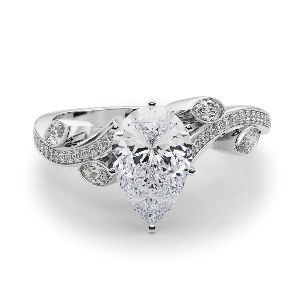 Marquise Accented Bypass Engagement Ring - Image 19