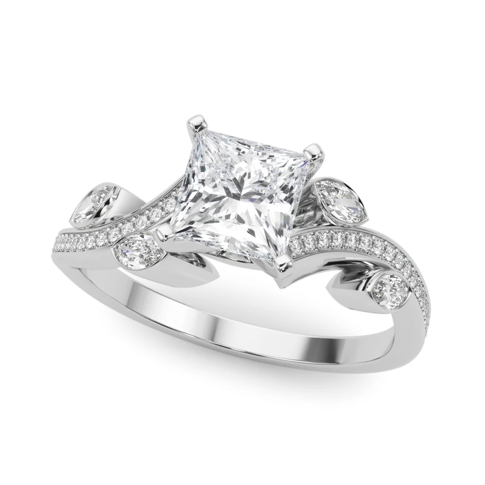 Marquise Accented Bypass Engagement Ring - Image 7