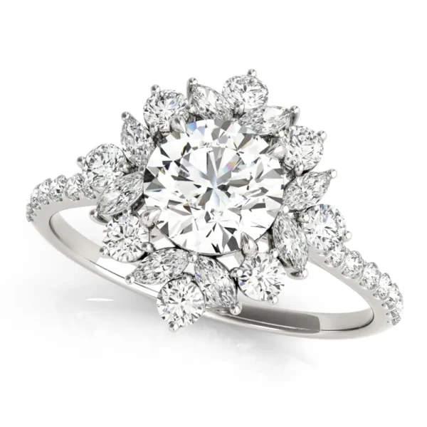 Mixed Shape Halo Round Engagement Ring