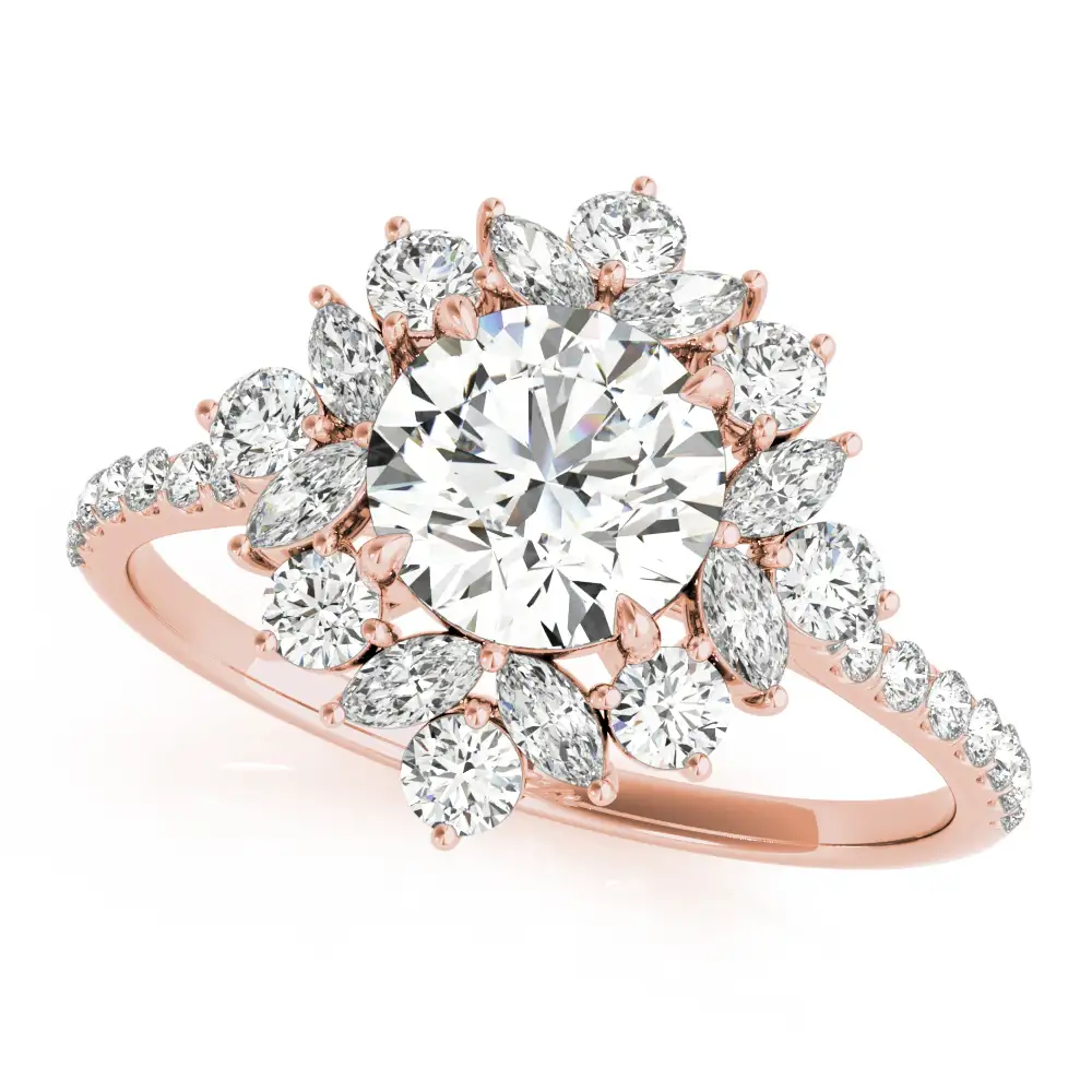 Mixed Shape Halo Round Engagement Ring - Image 11