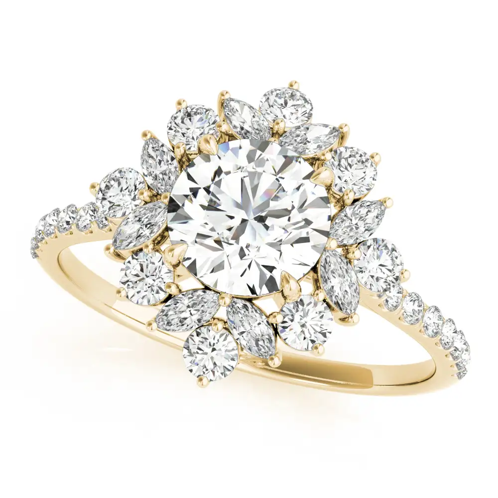 Mixed Shape Halo Round Engagement Ring - Image 6