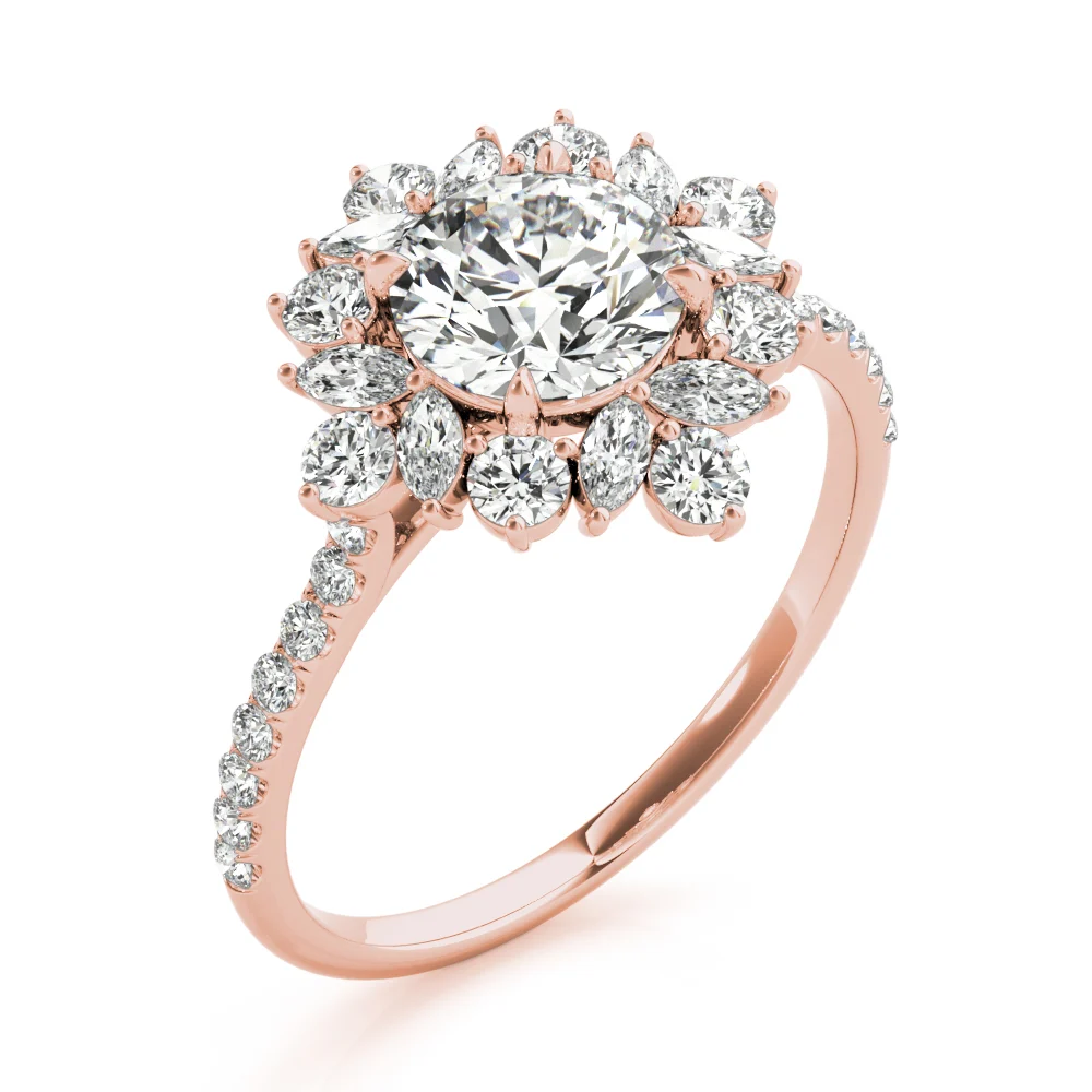 Mixed Shape Halo Round Engagement Ring - Image 14