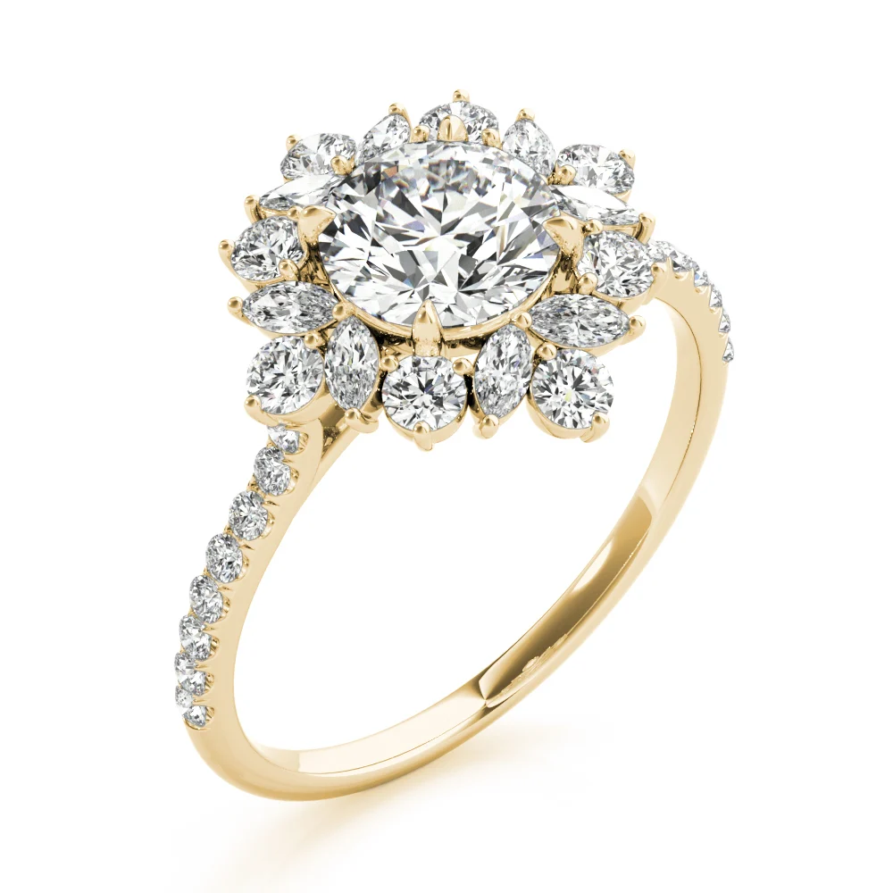 Mixed Shape Halo Round Engagement Ring - Image 9
