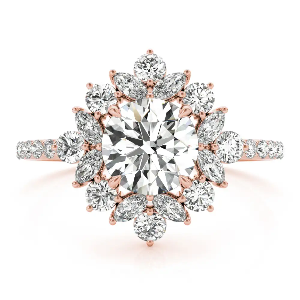 Mixed Shape Halo Round Engagement Ring - Image 13
