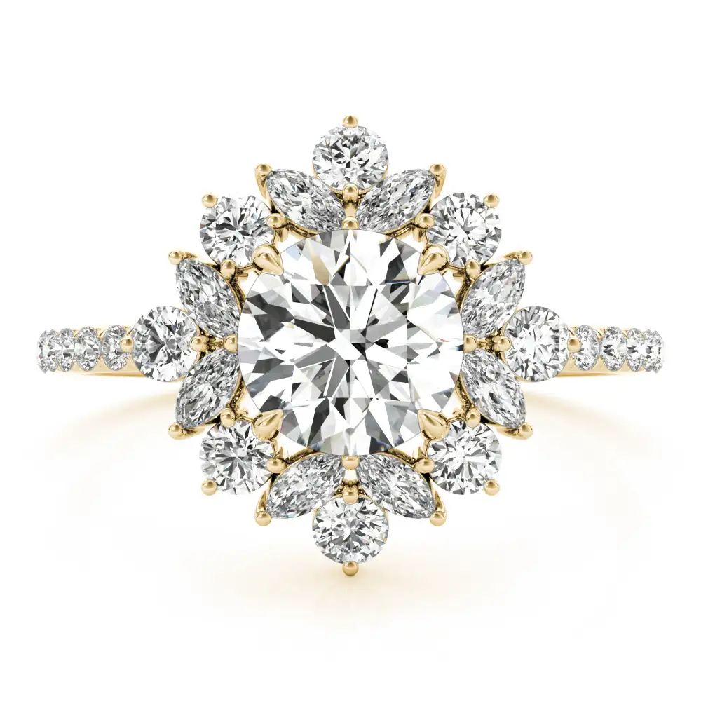 Mixed Shape Halo Round Engagement Ring - Image 8