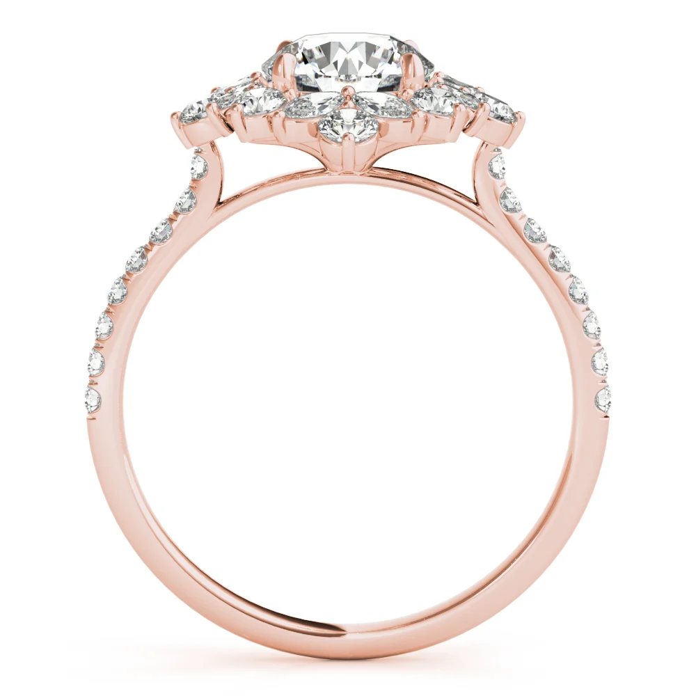 Mixed Shape Halo Round Engagement Ring - Image 12