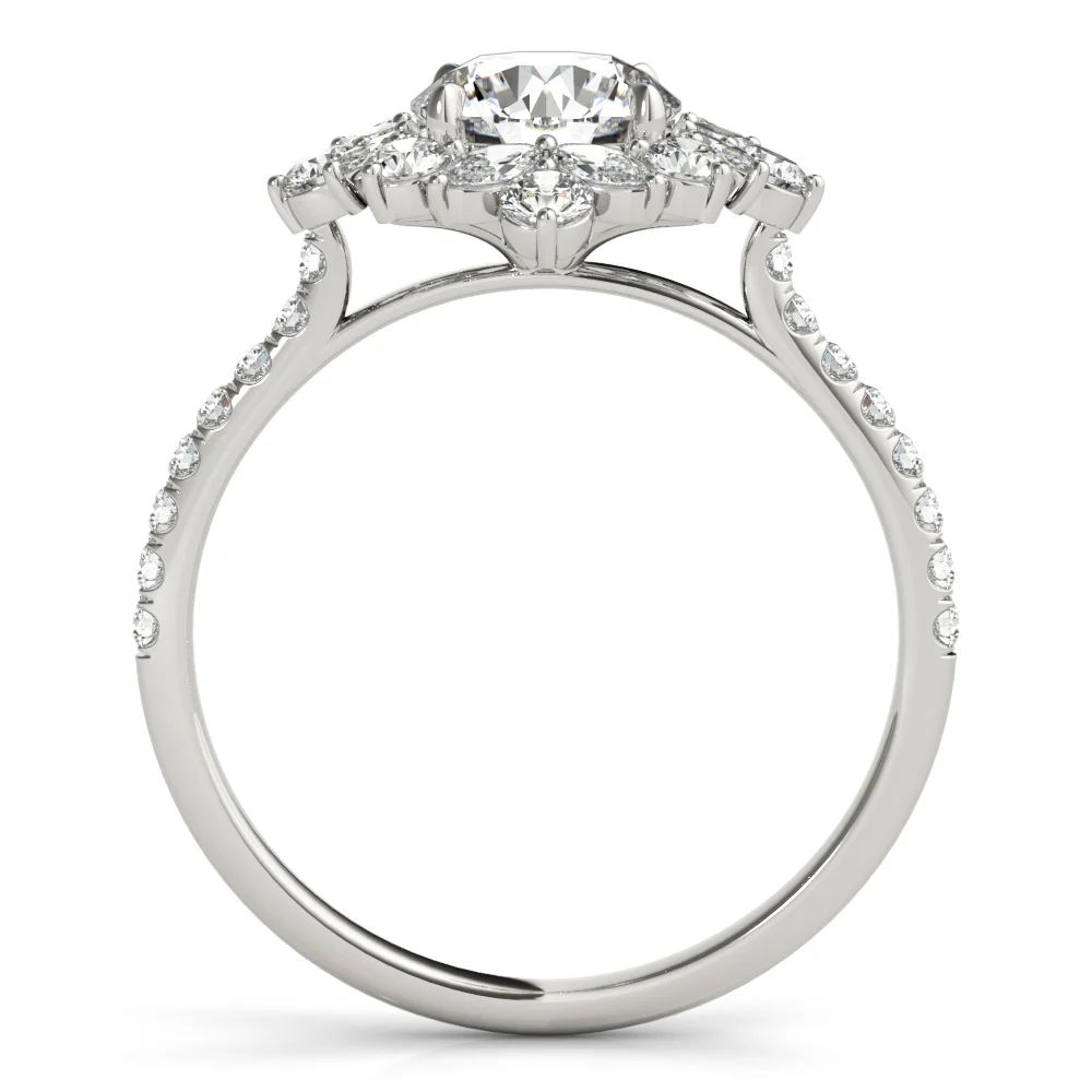 Mixed Shape Halo Round Engagement Ring - Image 2