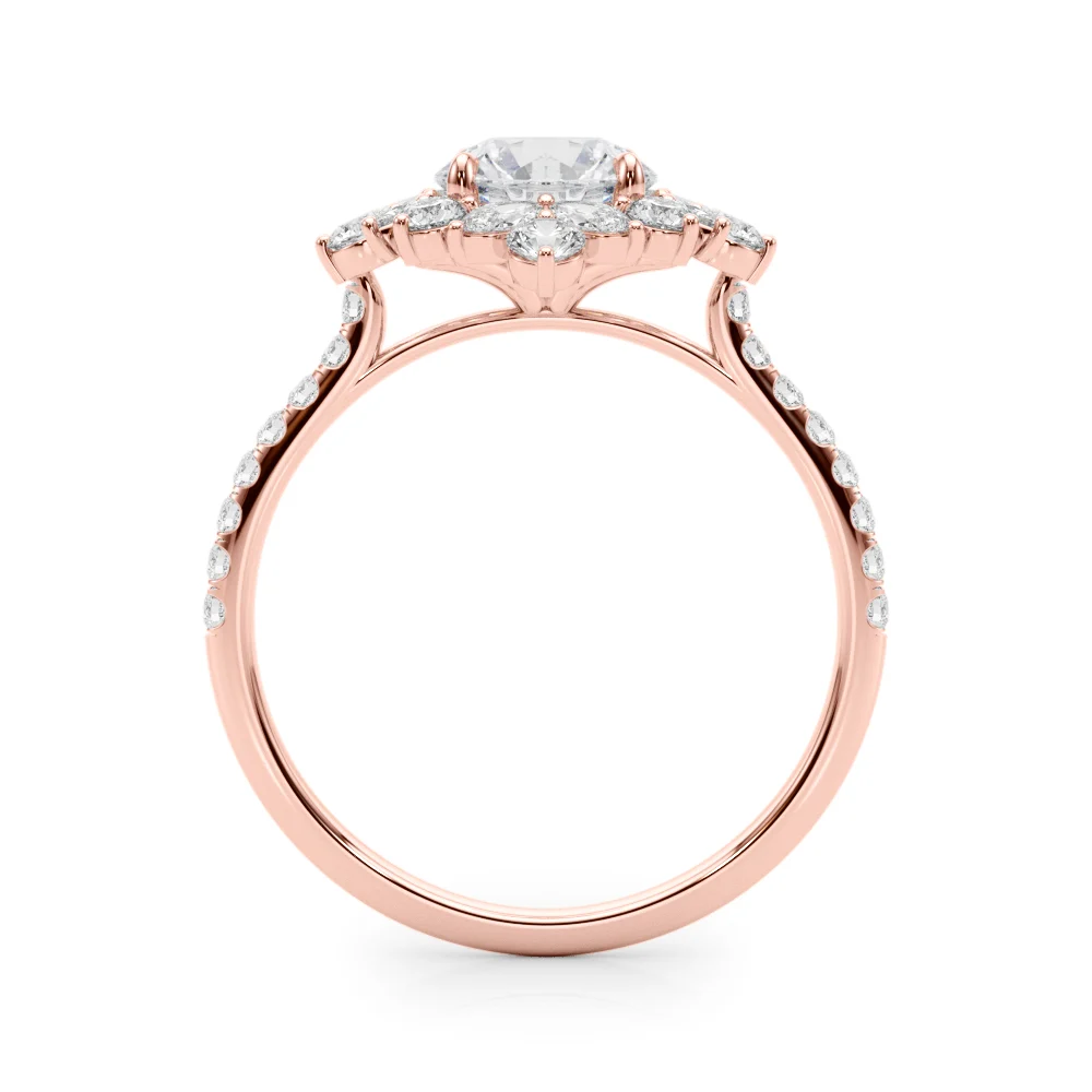 Mixed Shape Halo Round Engagement Ring - Image 15