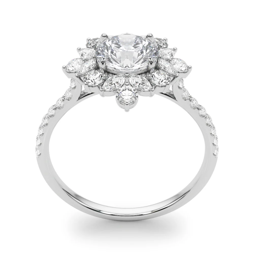Mixed Shape Halo Round Engagement Ring - Image 5