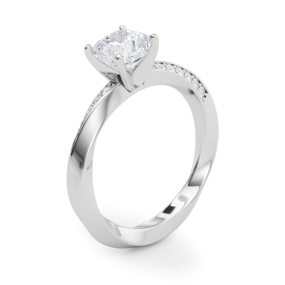 Single Row Twisted Prong Engagement Ring - Image 22