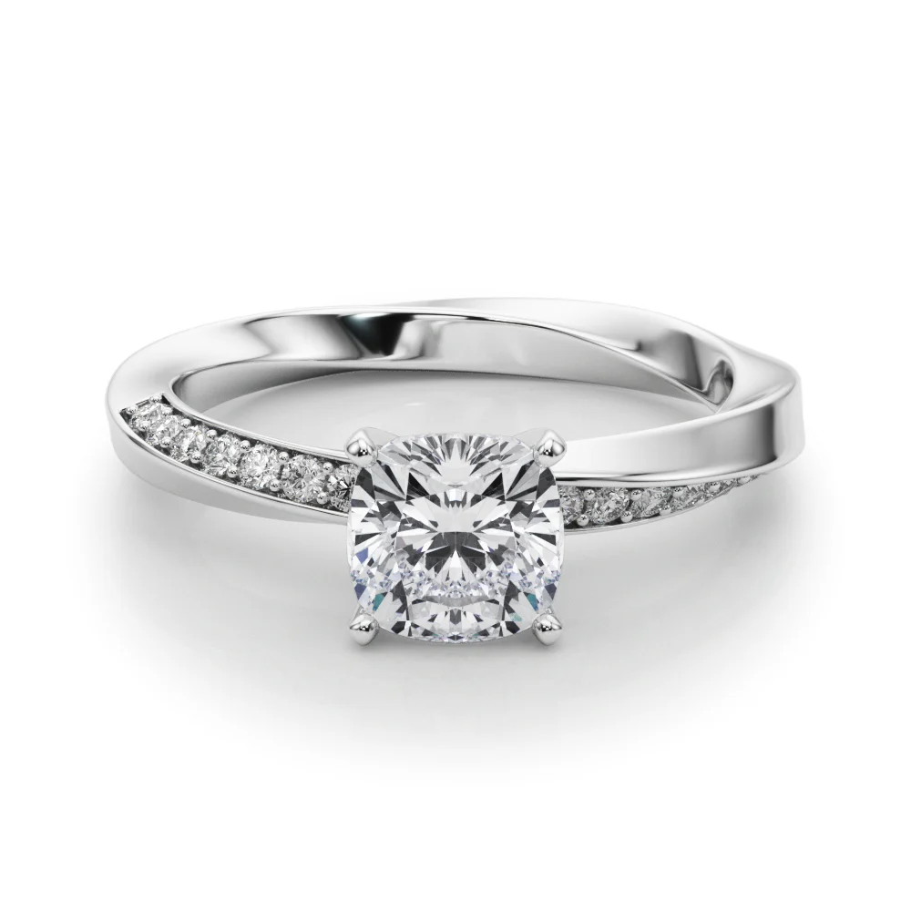 Single Row Twisted Prong Engagement Ring - Image 15