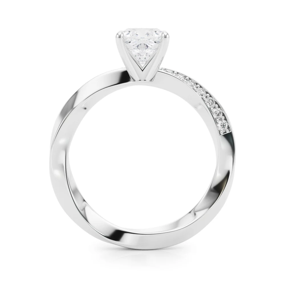 Single Row Twisted Prong Engagement Ring - Image 8