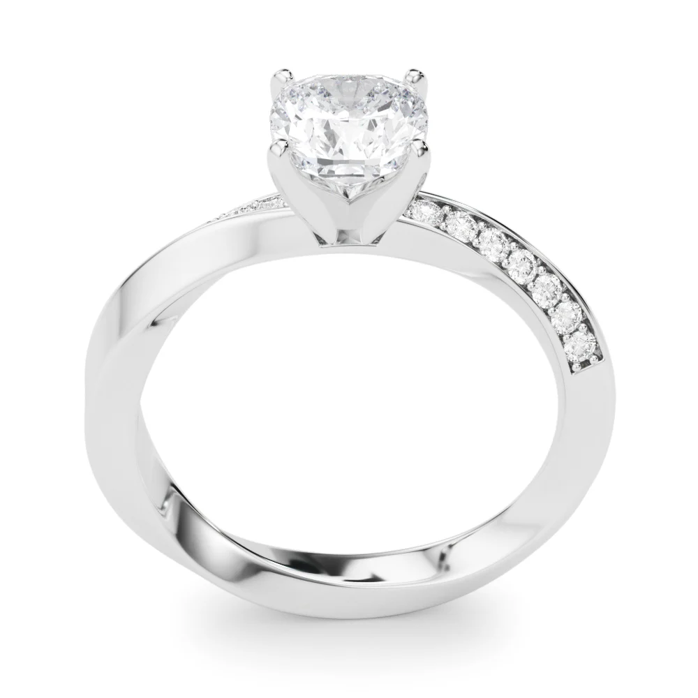 Single Row Twisted Prong Engagement Ring - Image 29