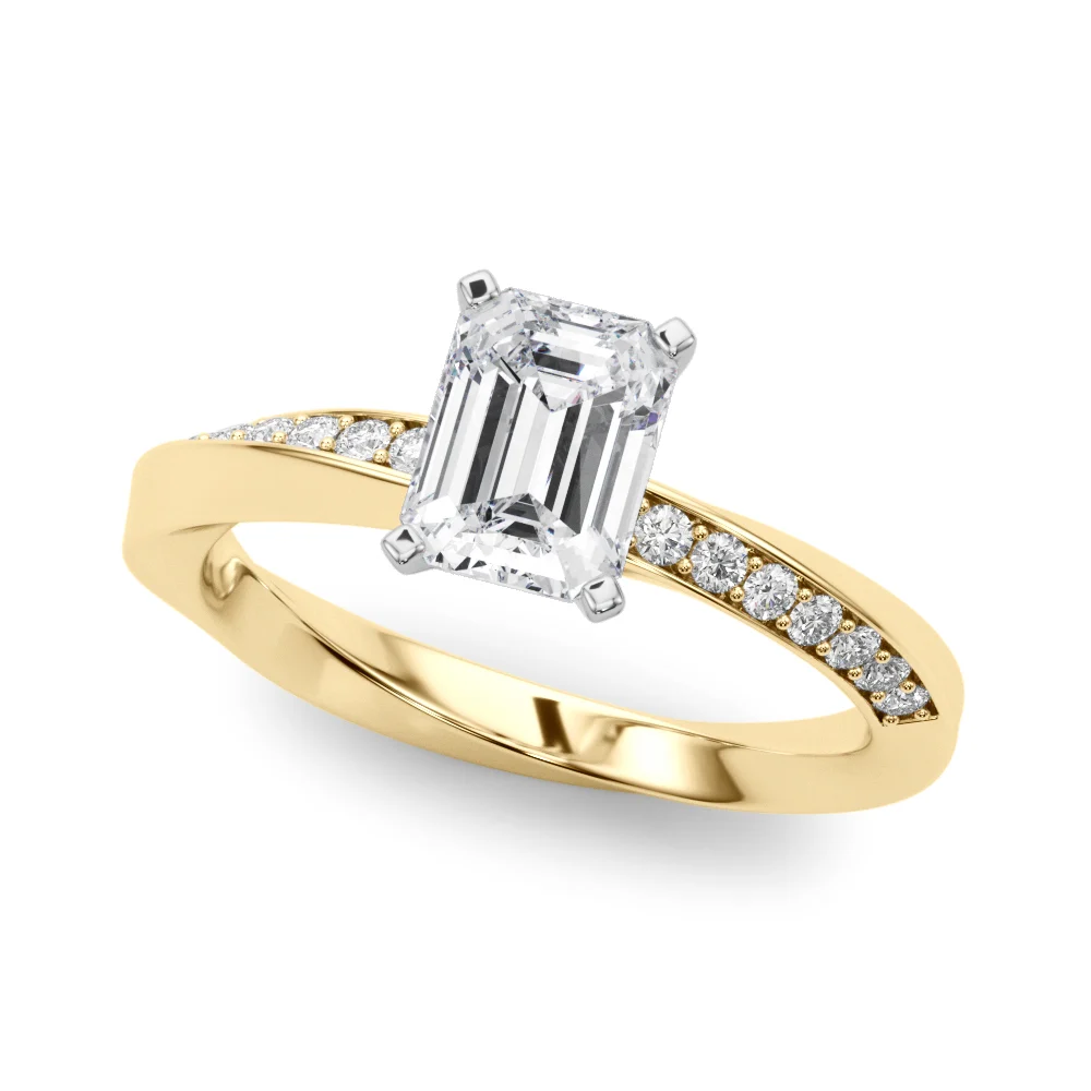 Single Row Twisted Prong Engagement Ring - Image 37