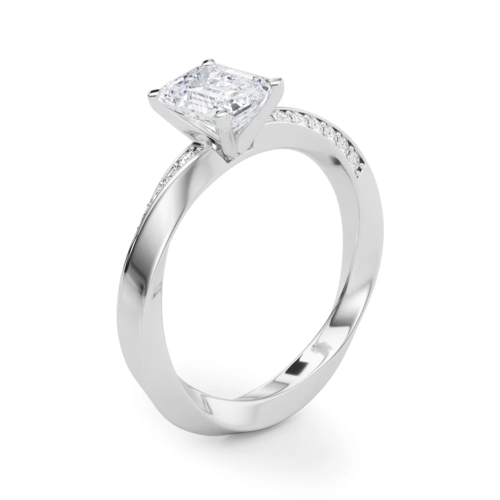 Single Row Twisted Prong Engagement Ring - Image 23