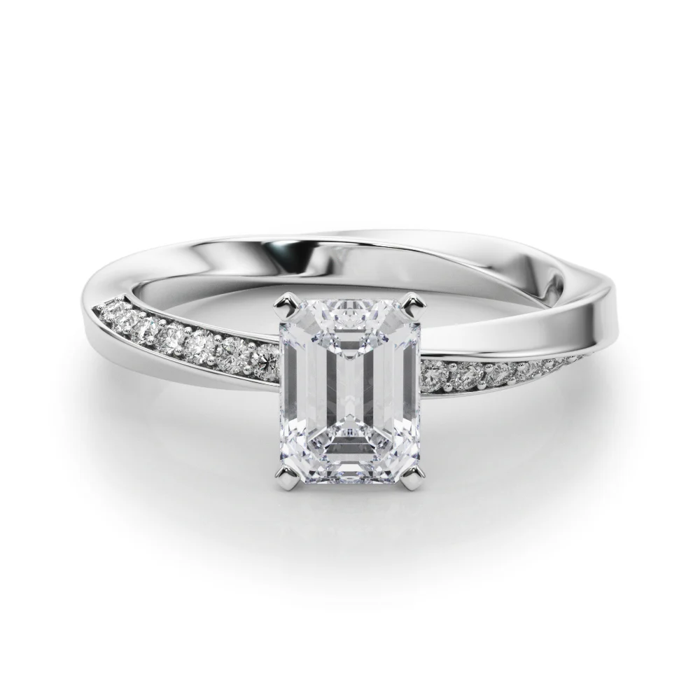 Single Row Twisted Prong Engagement Ring - Image 16