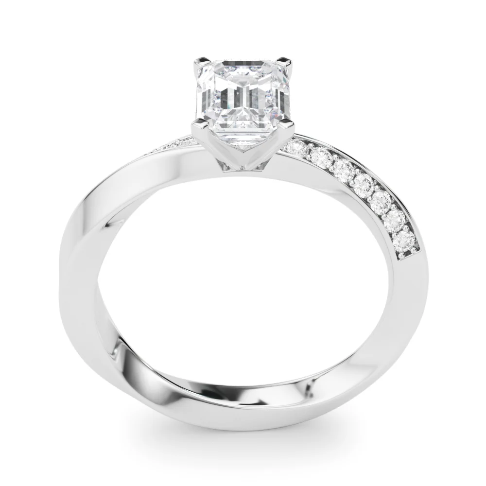 Single Row Twisted Prong Engagement Ring - Image 30