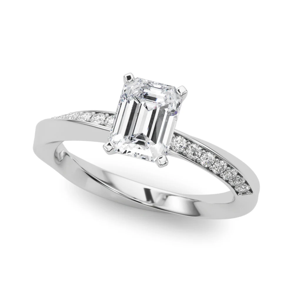 Single Row Twisted Prong Engagement Ring - Image 2
