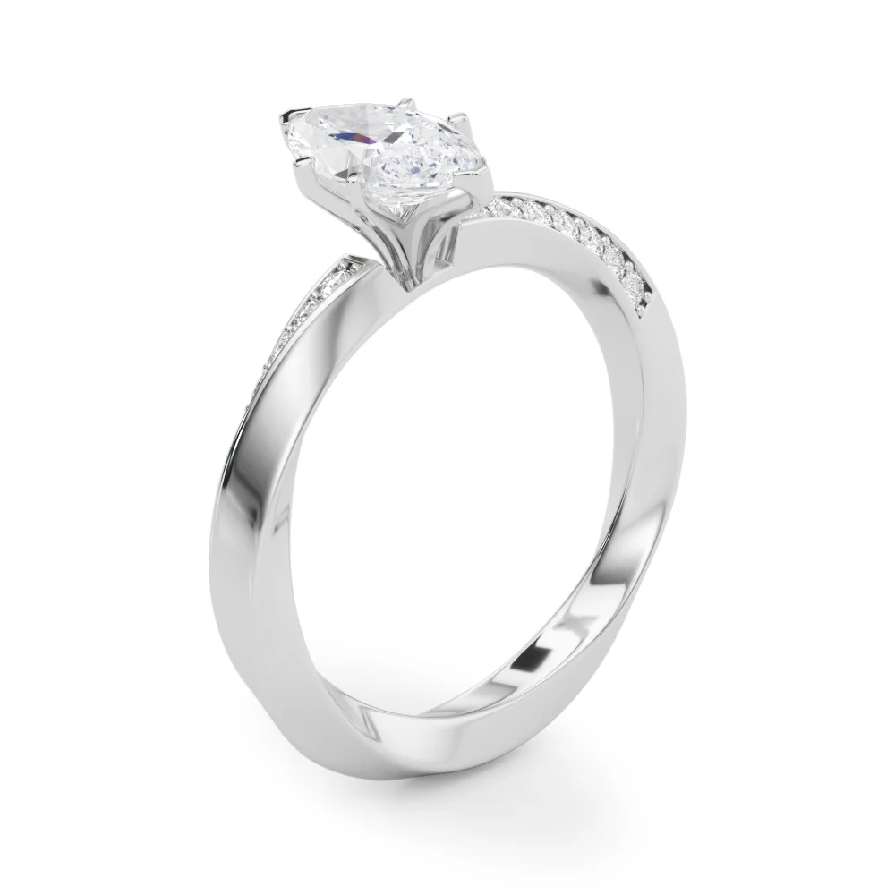 Single Row Twisted Prong Engagement Ring - Image 24