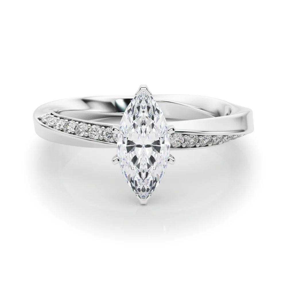 Single Row Twisted Prong Engagement Ring - Image 17