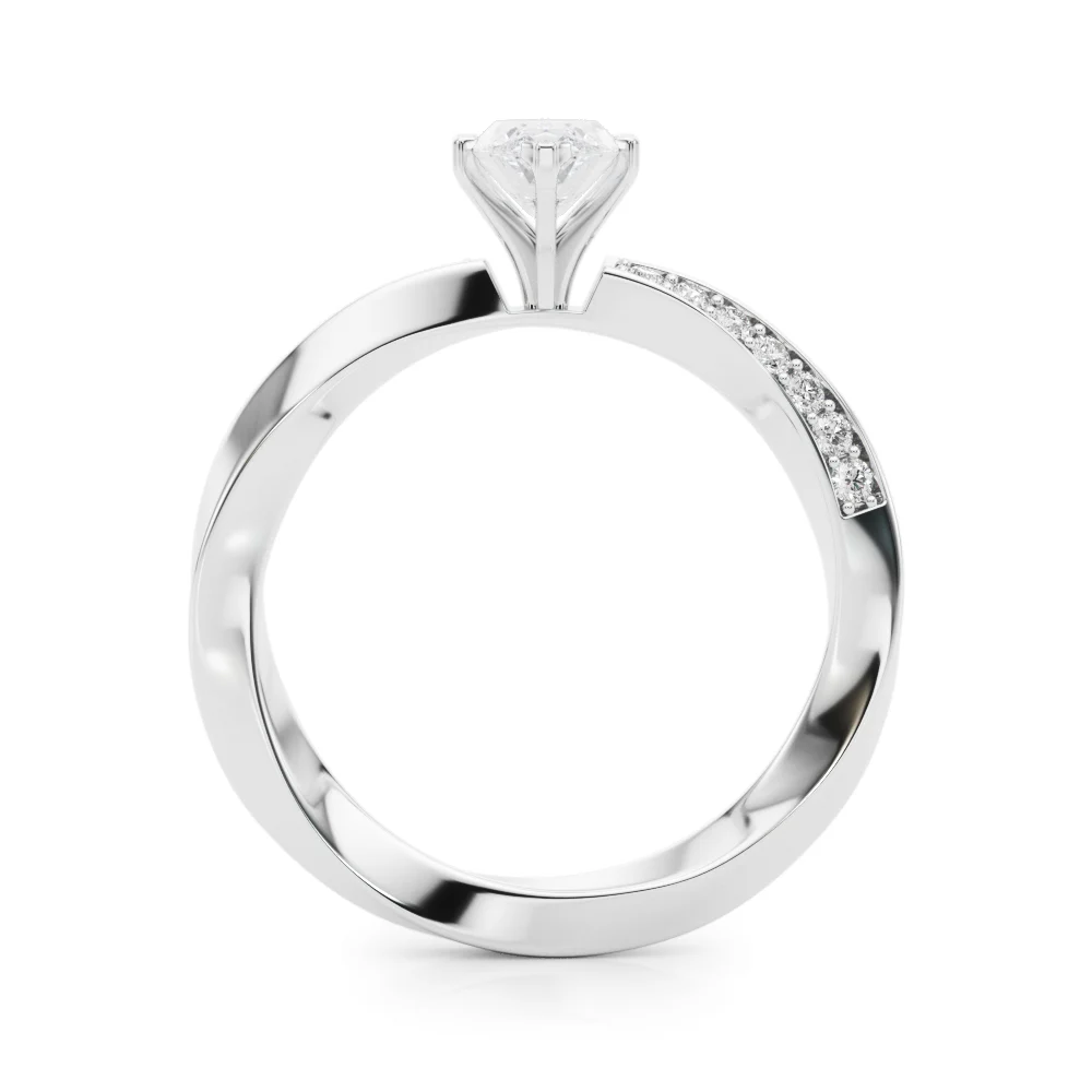 Single Row Twisted Prong Engagement Ring - Image 10