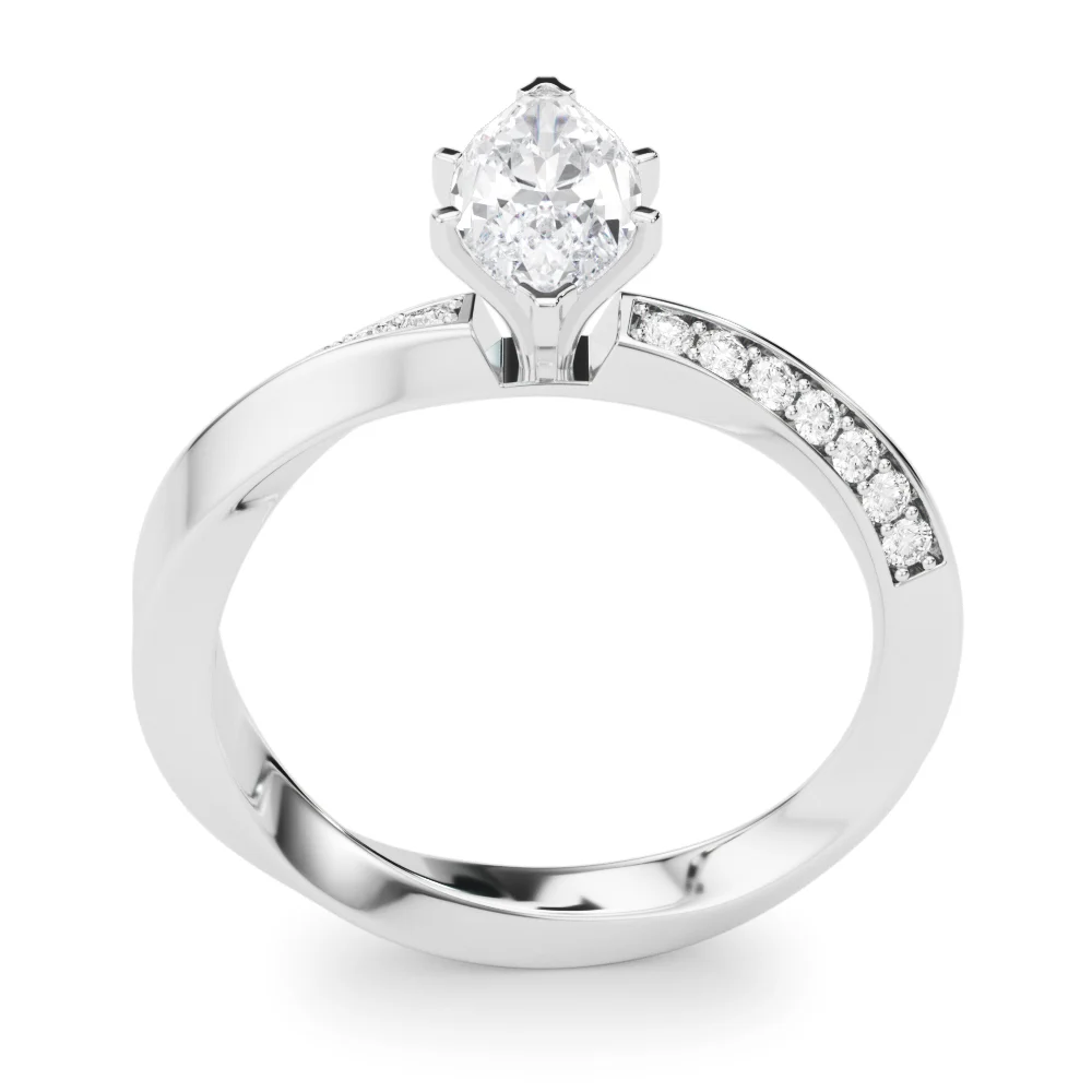 Single Row Twisted Prong Engagement Ring - Image 31