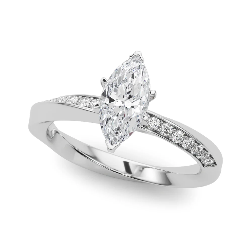 Single Row Twisted Prong Engagement Ring - Image 3