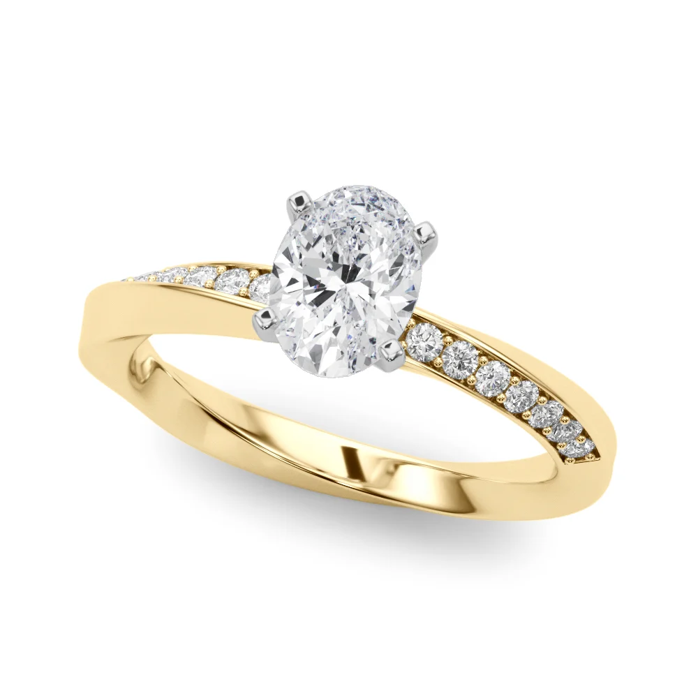 Single Row Twisted Prong Engagement Ring - Image 39