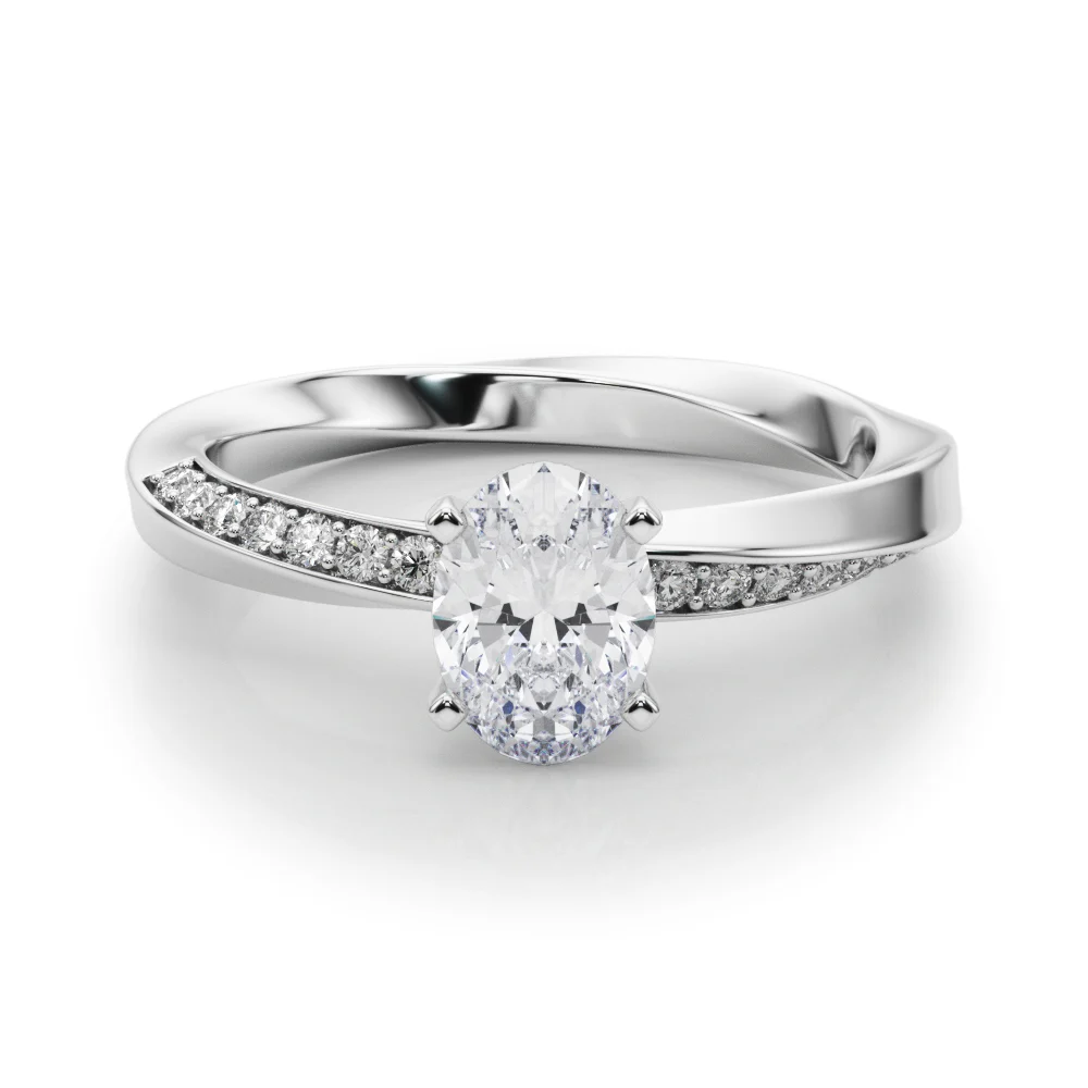Single Row Twisted Prong Engagement Ring - Image 18