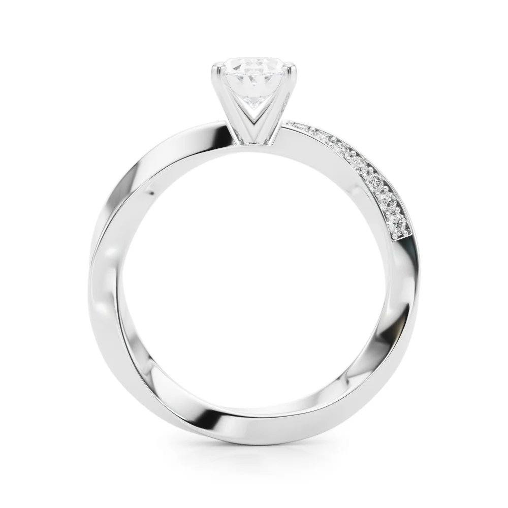 Single Row Twisted Prong Engagement Ring - Image 11