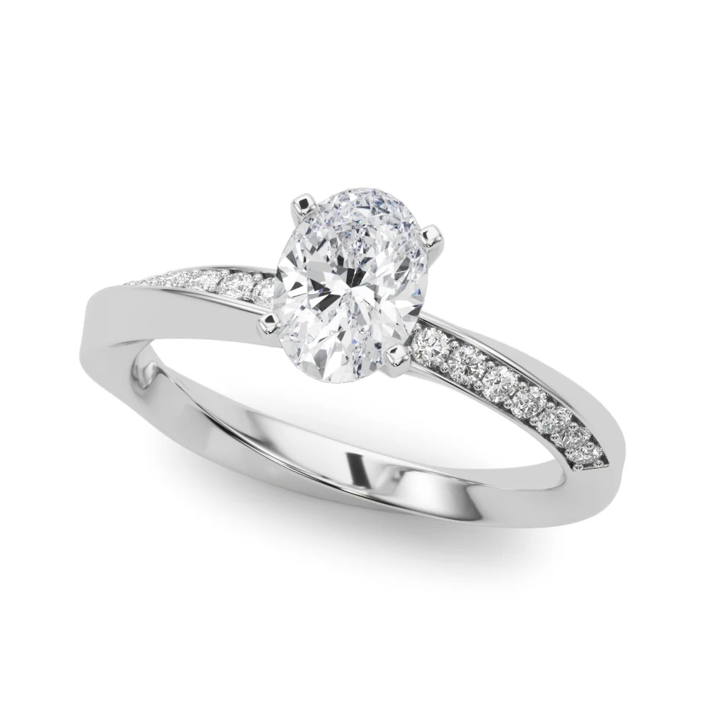 Single Row Twisted Prong Engagement Ring - Image 4