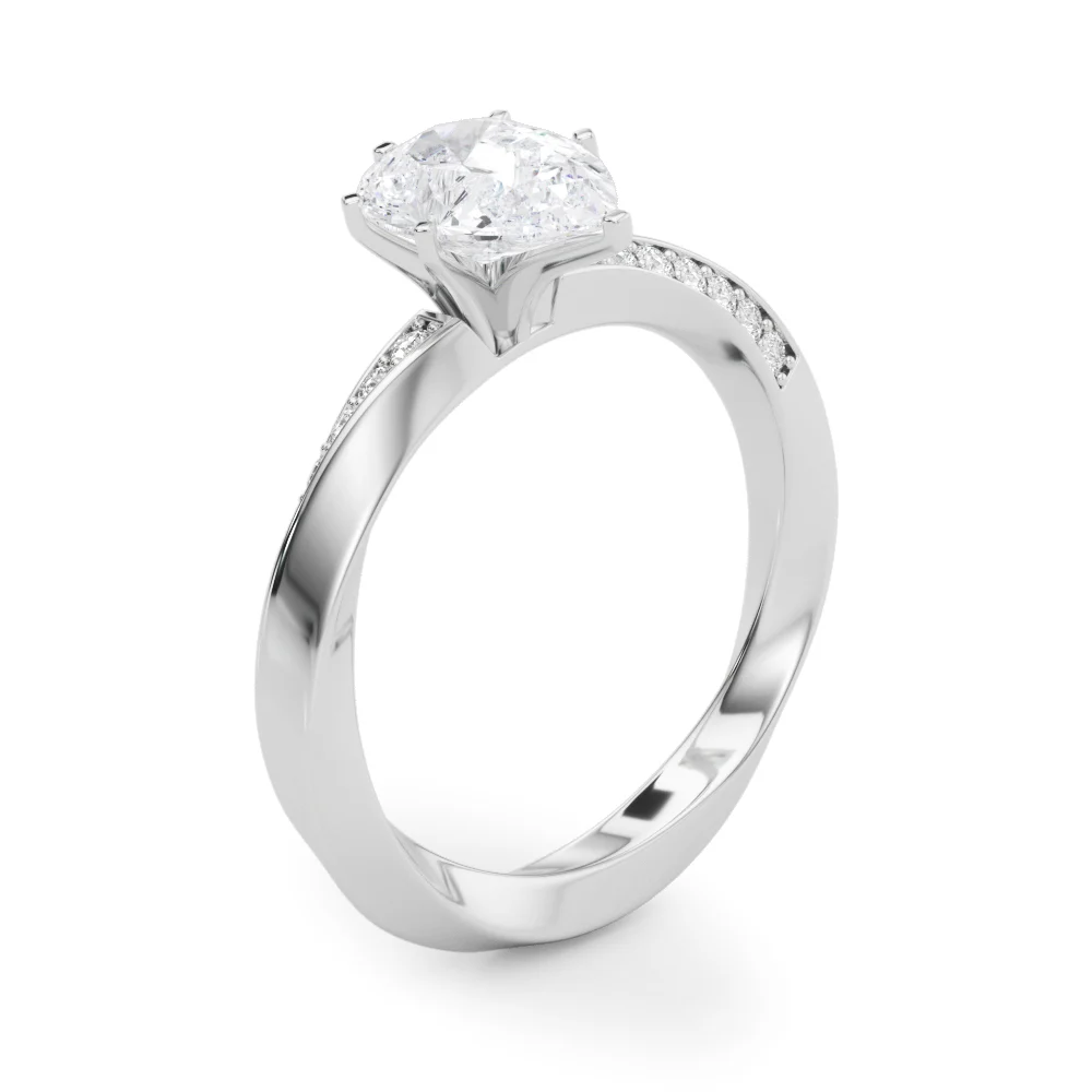 Single Row Twisted Prong Engagement Ring - Image 26