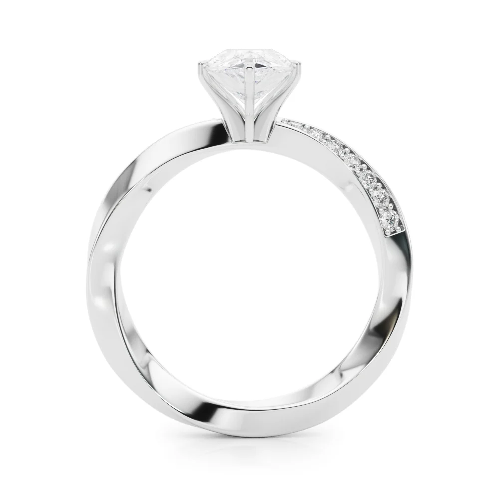 Single Row Twisted Prong Engagement Ring - Image 12