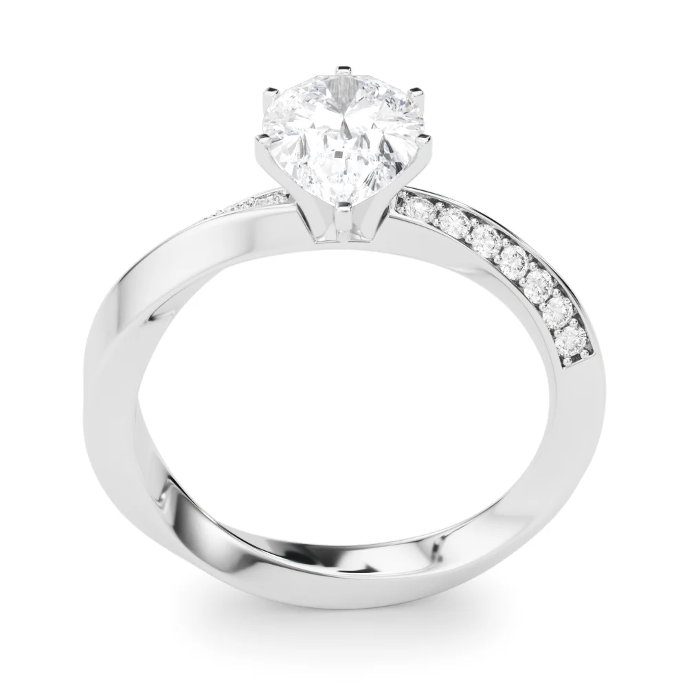 Single Row Twisted Prong Engagement Ring - Image 33