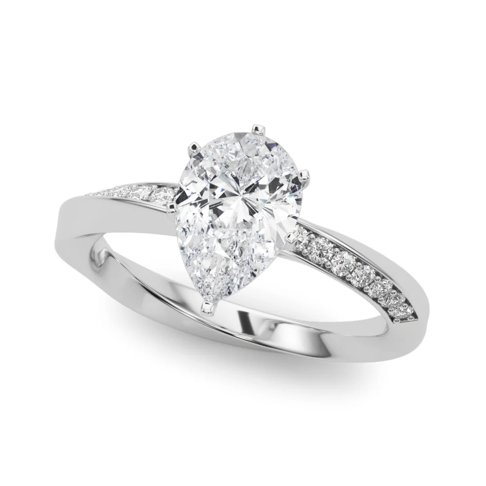 Single Row Twisted Prong Engagement Ring - Image 5