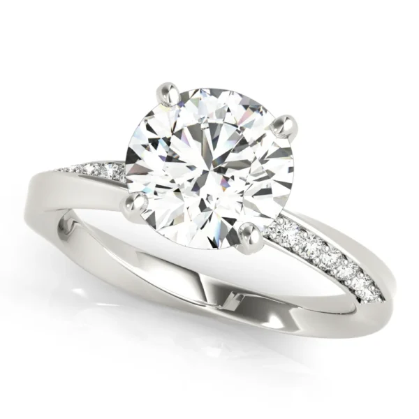 Single Row Twisted Prong Engagement Ring