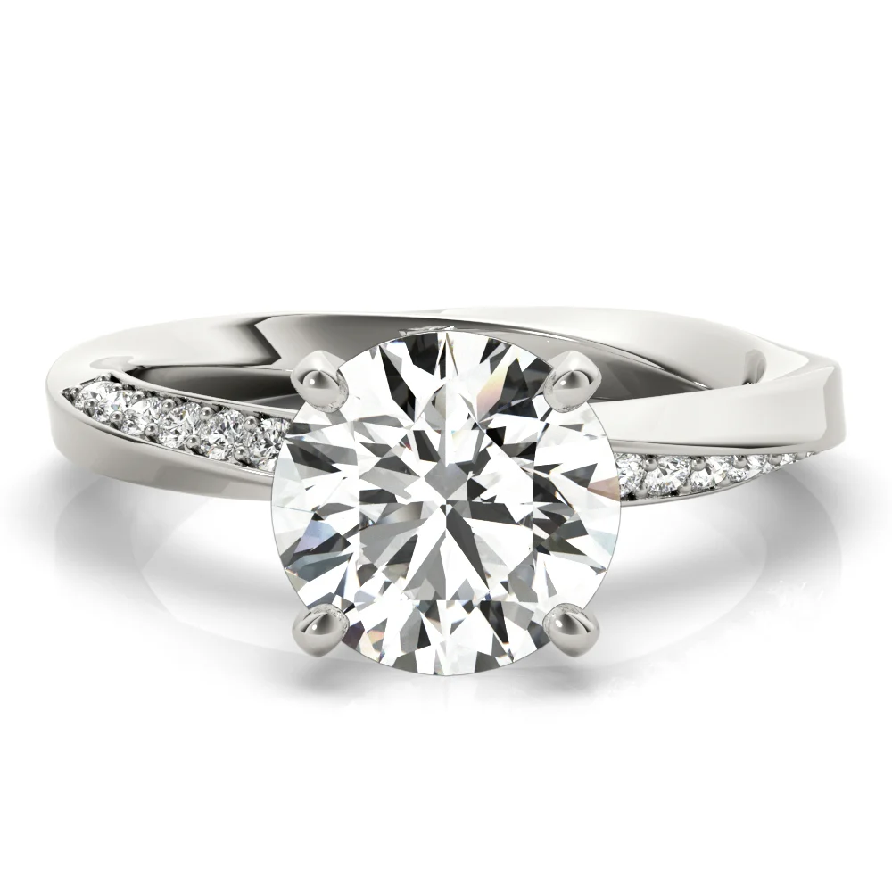 Single Row Twisted Prong Engagement Ring - Image 21