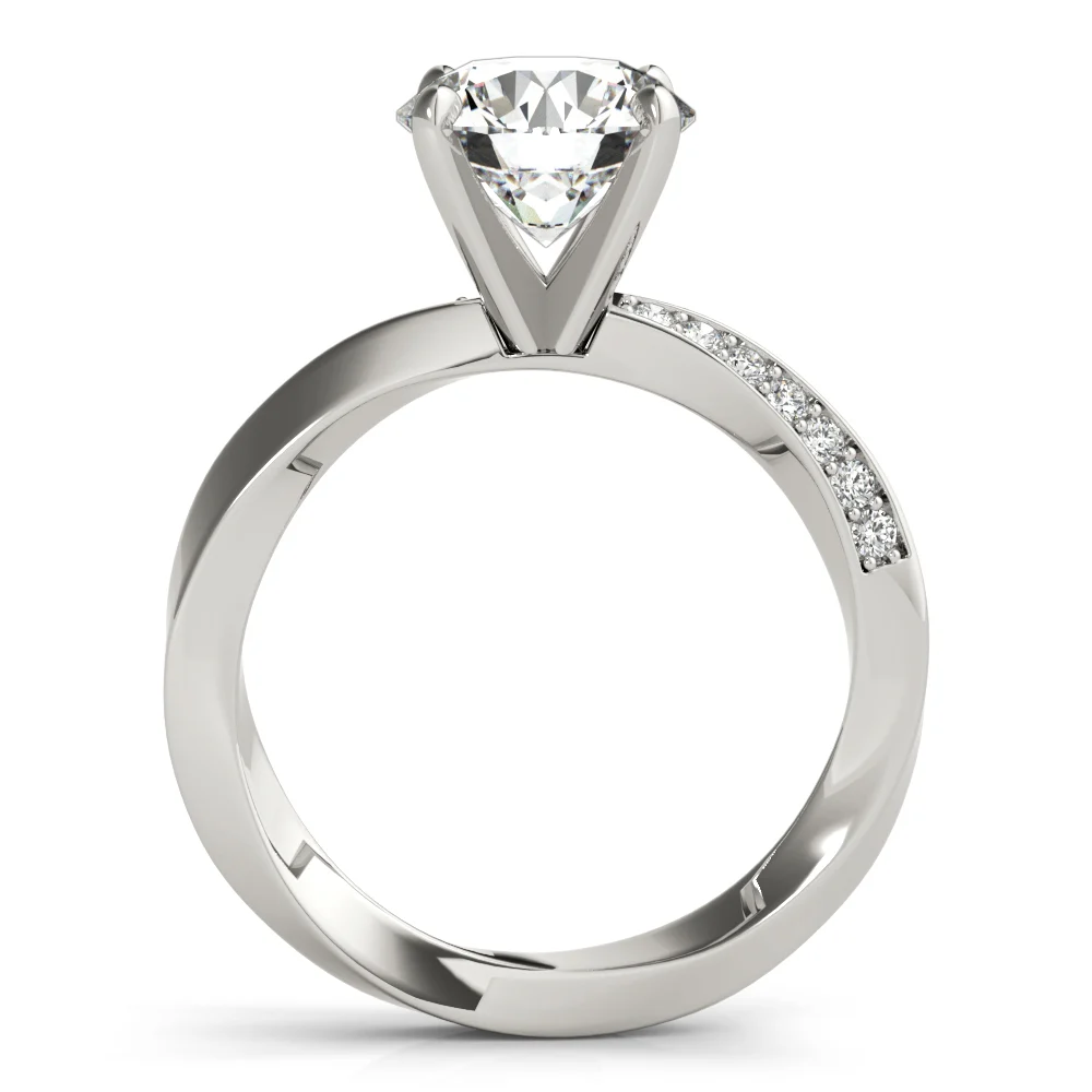 Single Row Twisted Prong Engagement Ring - Image 14