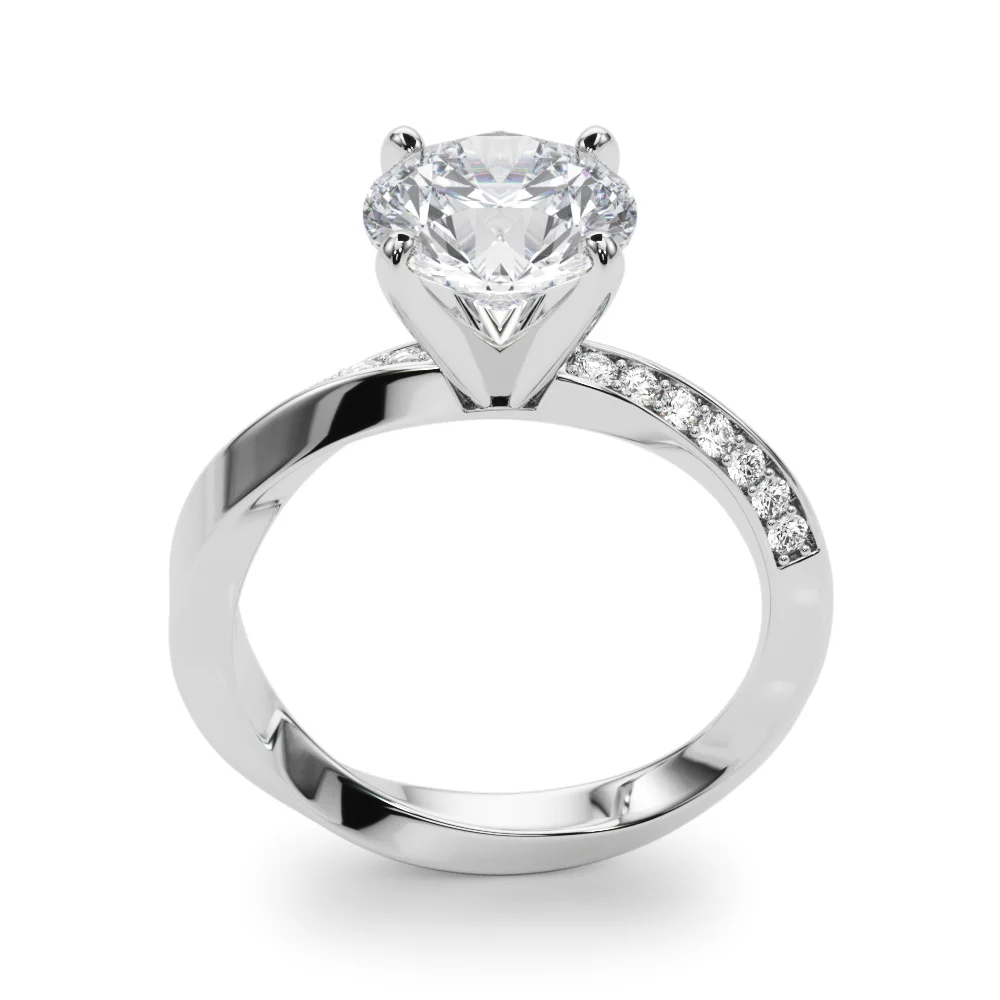 Single Row Twisted Prong Engagement Ring - Image 35