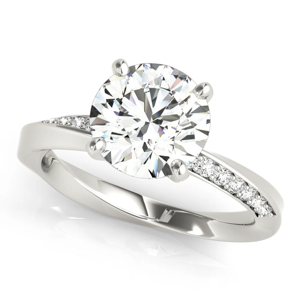 Single Row Twisted Prong Engagement Ring - Image 7