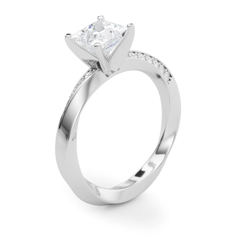 Single Row Twisted Prong Engagement Ring - Image 27