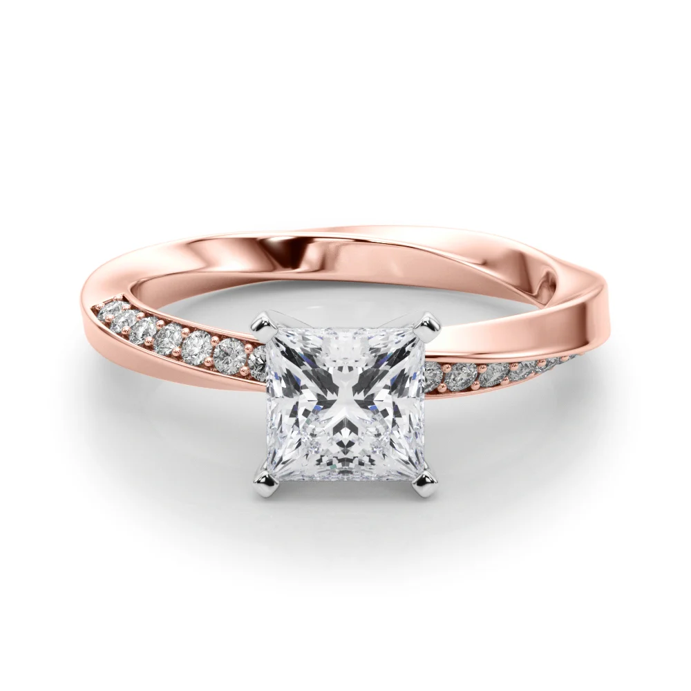 Single Row Twisted Prong Engagement Ring - Image 90