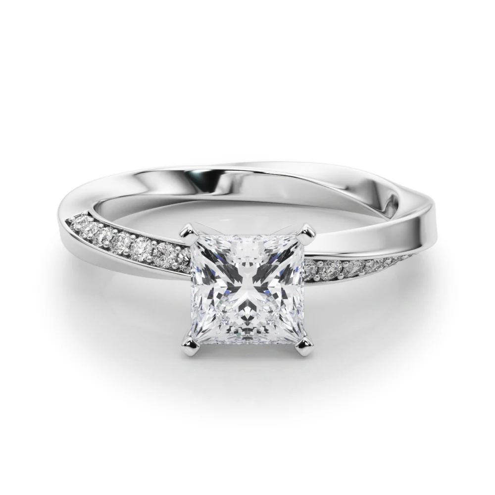 Single Row Twisted Prong Engagement Ring - Image 20