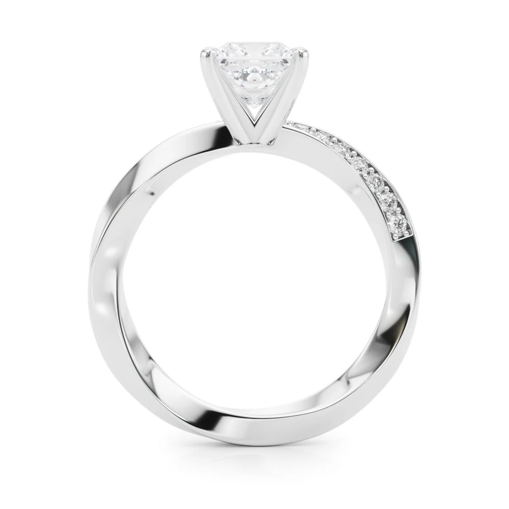 Single Row Twisted Prong Engagement Ring - Image 13