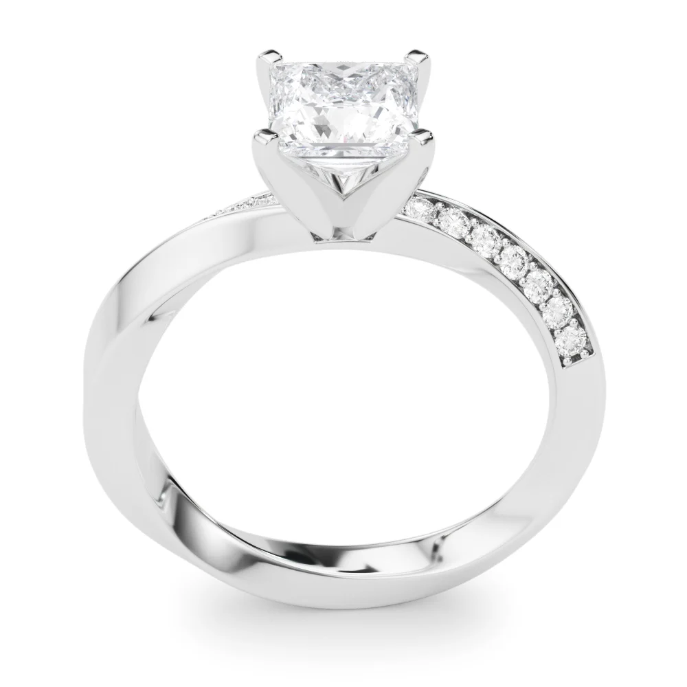 Single Row Twisted Prong Engagement Ring - Image 34
