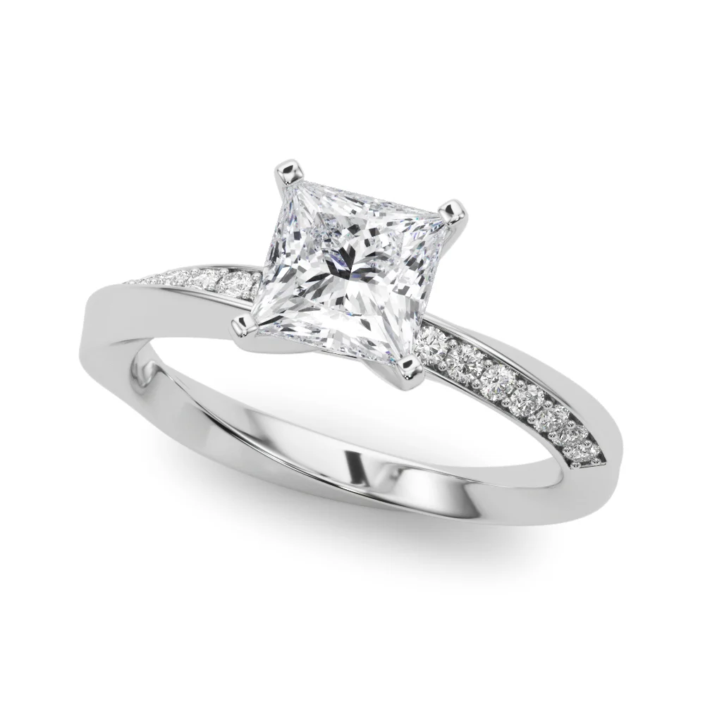 Single Row Twisted Prong Engagement Ring - Image 6