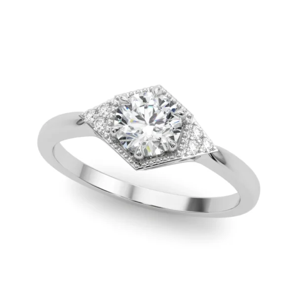 Round Hexagonal Shaped Engagement Ring