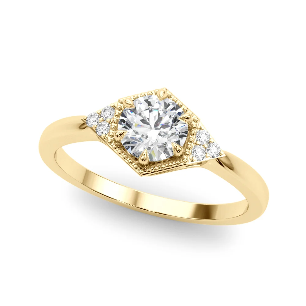 Round Hexagonal Shaped Engagement Ring - Image 6