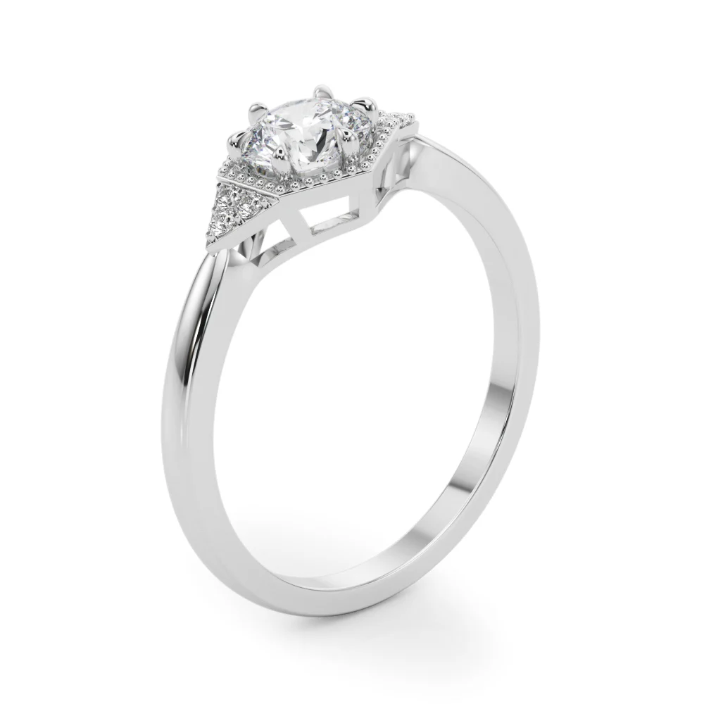 Round Hexagonal Shaped Engagement Ring - Image 4